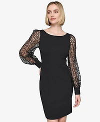 Karl Lagerfeld Paris Women's Lace-Sleeve Dress