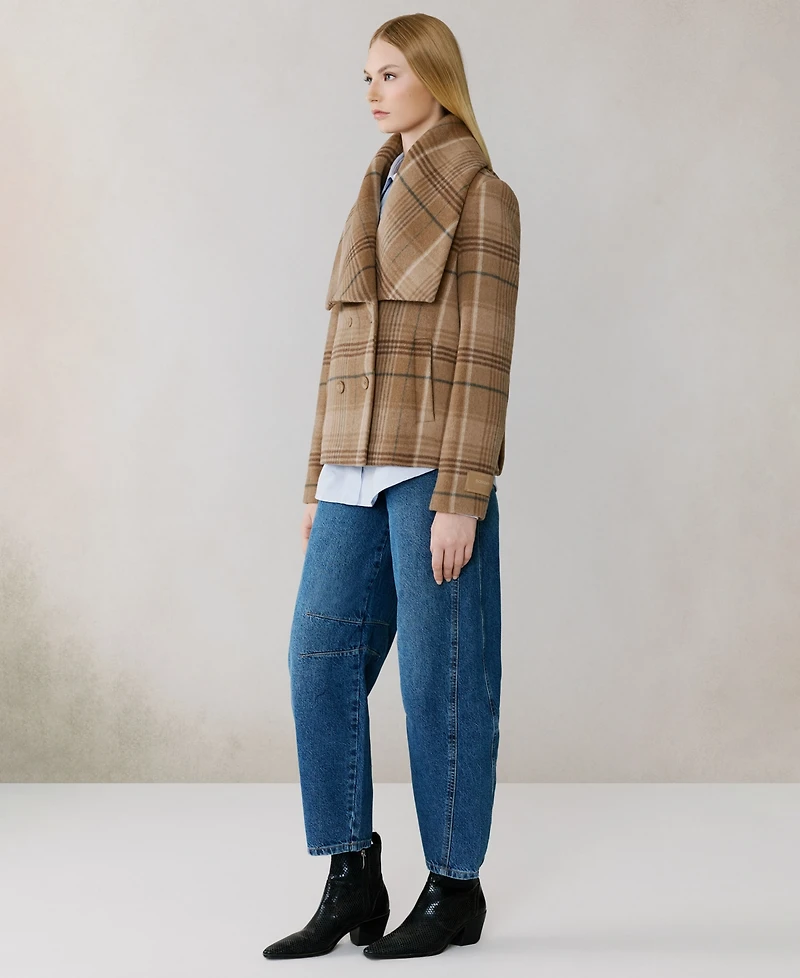 Soia & Kyo Women's Short Plaid Wool Blend Coat