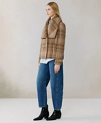 Soia & Kyo Women's Short Plaid Wool Blend Coat