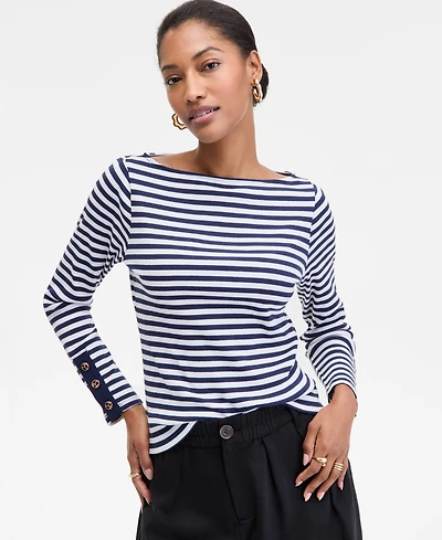 On 34th Women's Button-Cuff Boatneck Top, Macy's Exclusive