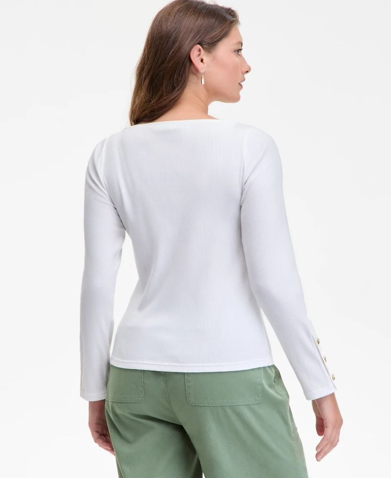 On 34th Women's Button-Cuff Boatneck Top, Macy's Exclusive