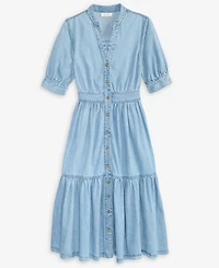 On 34th Women's Denim Puff-Sleeve Midi Dress, Macy's Exclusive