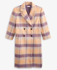 On 34th Women's Brushed Plaid Double-Breasted Coat, Macy's Exclusive