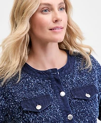 On 34th Women's Denim-Trim Tweed Cropped Jacket, Macy's Exclusive