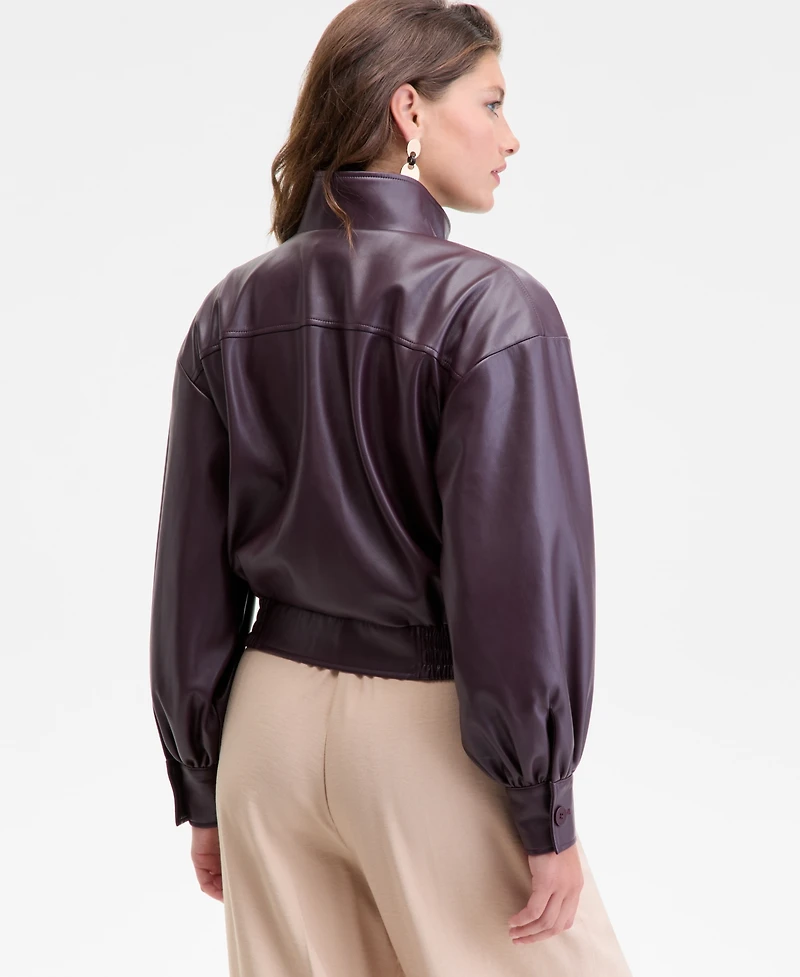 On 34th Women's Faux-Leather Bomber Jacket, Macy's Exclusive
