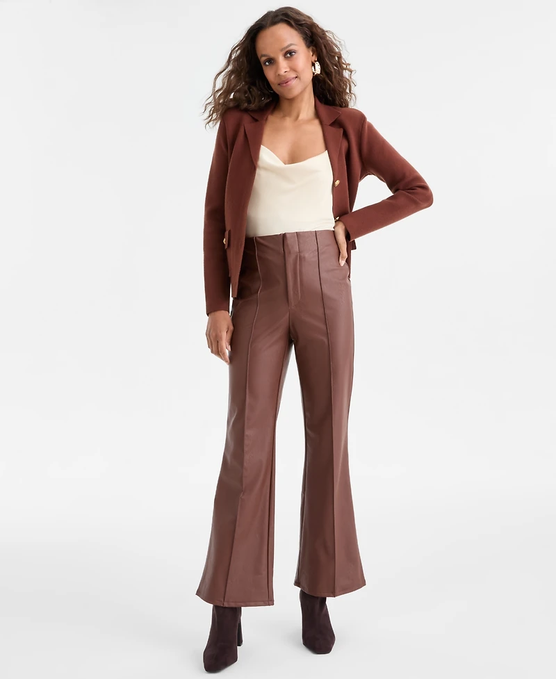 I.n.c. International Concepts Petite Faux-Leather Flared Pants, Macy's Exclusive