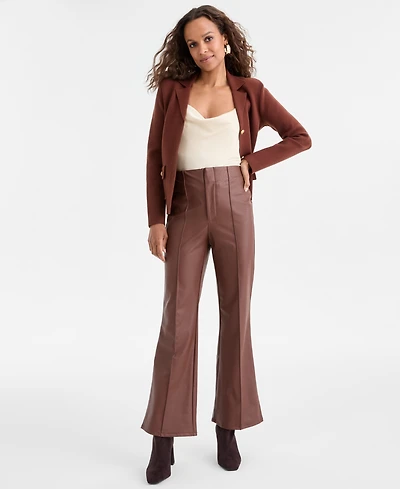 I.n.c. International Concepts Petite Faux-Leather Flared Pants, Macy's Exclusive