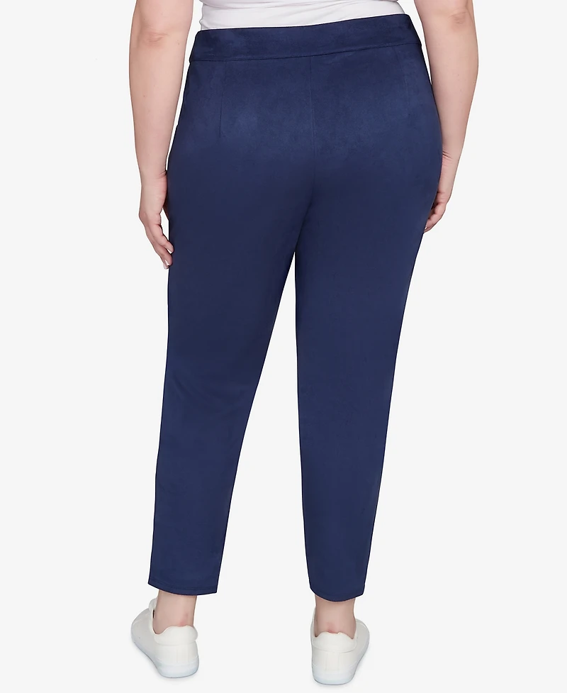 Hearts Of Palm Plus Solid Faux Suede Pants
