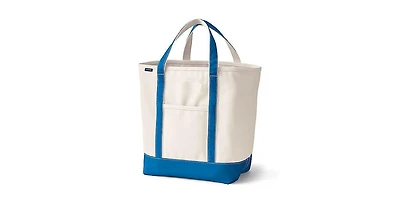 Lands' End Large Natural 5 Pocket Open Top Canvas Tote Bag