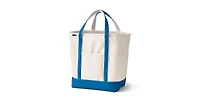 Lands' End Large Natural 5 Pocket Open Top Canvas Tote Bag