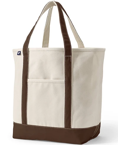 Lands' End Large 5 Pocket Open Top Canvas Tote Bag