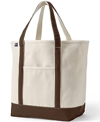 Lands' End Large 5 Pocket Open Top Canvas Tote Bag