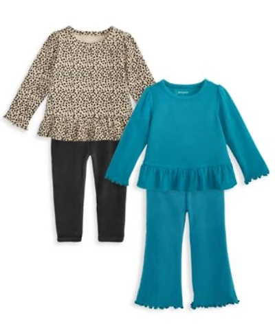 First Impressions Baby Girls Long Sleeve Rib T Shirts Velour Ruffle Back Leggings Flare Leggings Macys Exclusive
