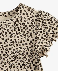 First Impressions Baby Girls Short-Sleeve Leopard-Print Rib T-Shirt, Macy's Exclusive