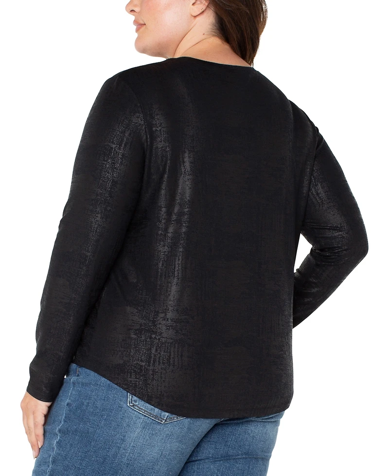 Liverpool Los Angeles Plus Long Sleeve Draped Knit Top