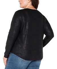 Liverpool Los Angeles Plus Long Sleeve Draped Knit Top