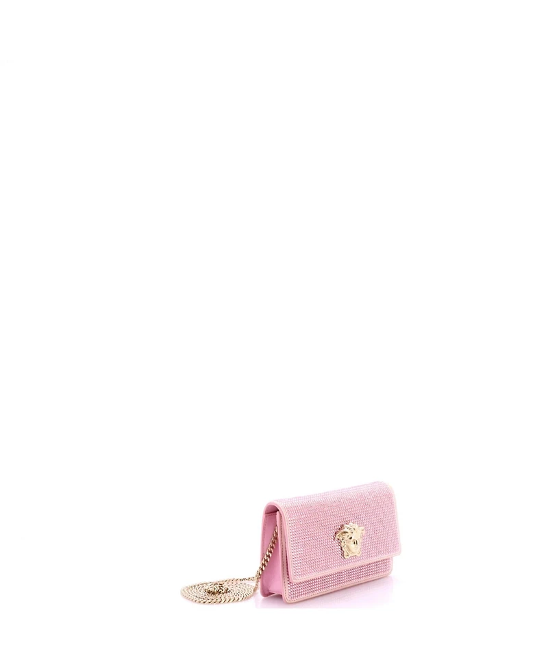 Pre-Owned Versace Palazzo Medusa Chain Crossbody Bag Crystal Embellished Leather