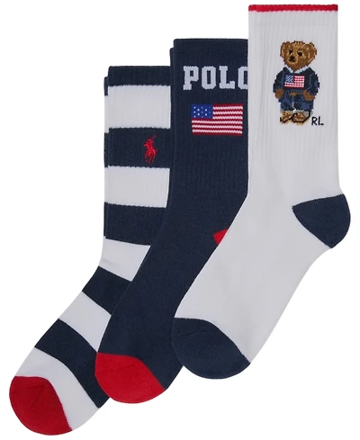 Polo Ralph Lauren Little Boys 3-Pack Americana Bear Socks
