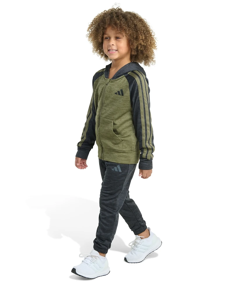 adidas Toddler and Little Boys 2-Piece Long Sleeve Fleece Jacket Joggers Set