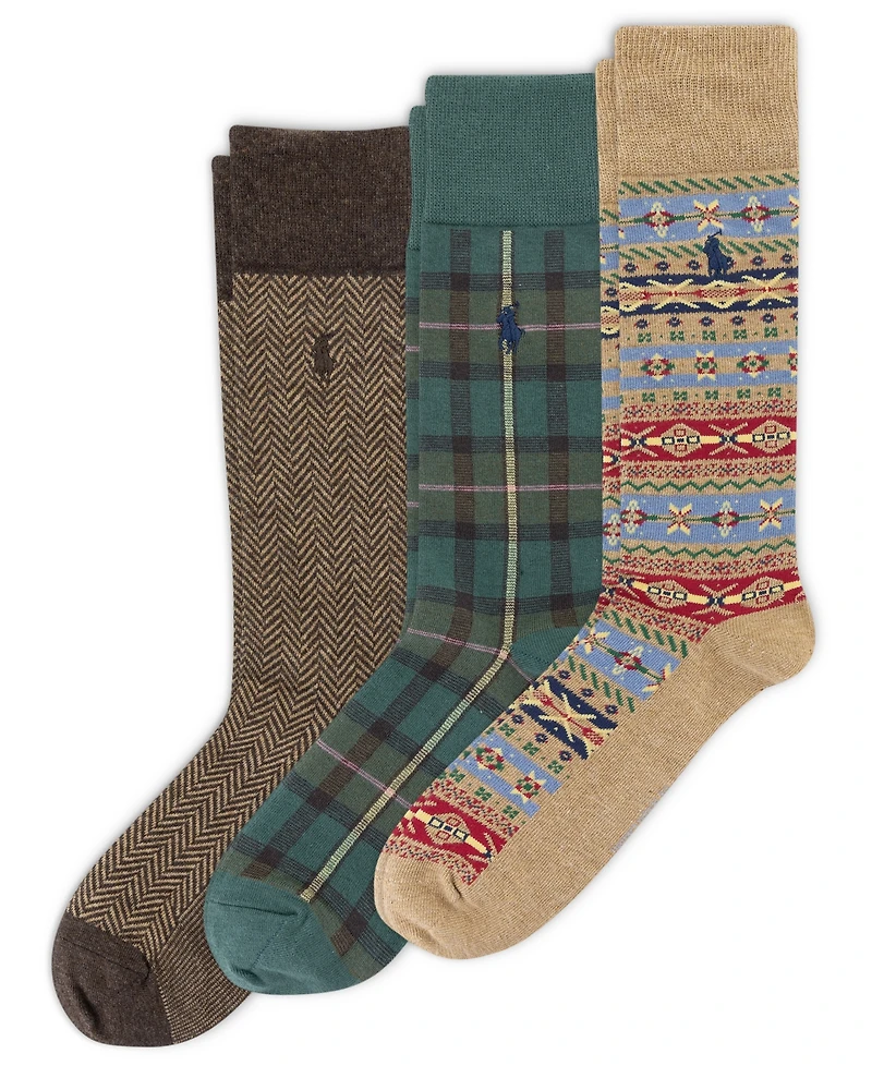 Polo Ralph Lauren Men's 3-Pack Novelty Pattern Slack Socks