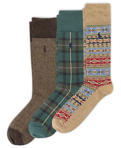 Polo Ralph Lauren Men's 3-Pack Novelty Pattern Slack Socks