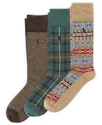 Polo Ralph Lauren Men's 3-Pack Novelty Pattern Slack Socks