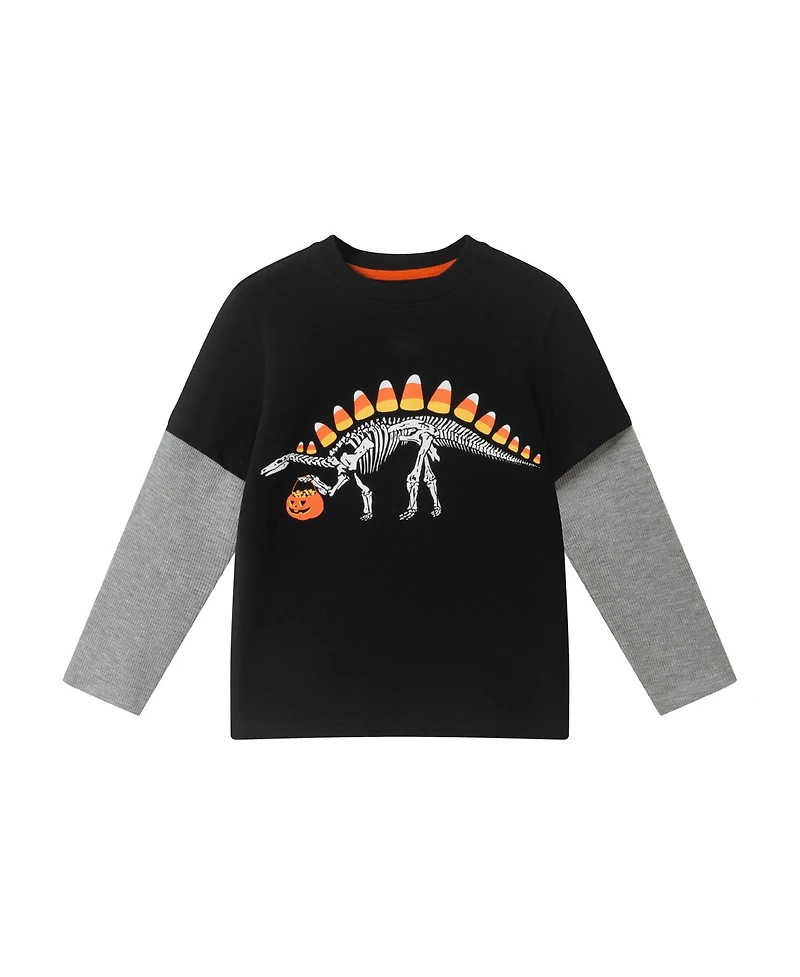Andy & Evan Toddler Boys Toddler/Child Halloween Dino Graphic Twofer Tee
