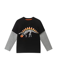 Andy & Evan Toddler Boys Toddler/Child Halloween Dino Graphic Twofer Tee