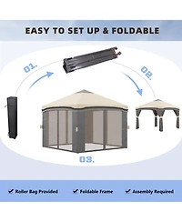 Outsunny 10' x 10' Pop Up Canopy Foldable Party Tent with Nettings