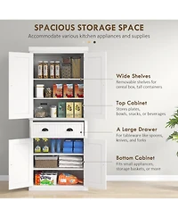 Homcom 72" Kitchen Pantry Storage Cabinet with Drawer, Adjustable Shelves