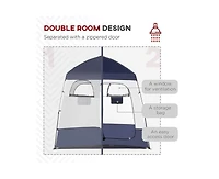 Outsunny Two Room Pop Up Shower Tent w/ Shower Bag, Floor & Carry Bag,