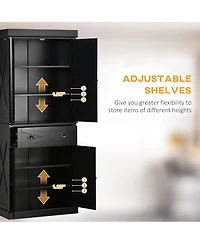 Homcom Farmhouse Kitchen Pantry with 6-Tier Shelves, 1 Drawer,