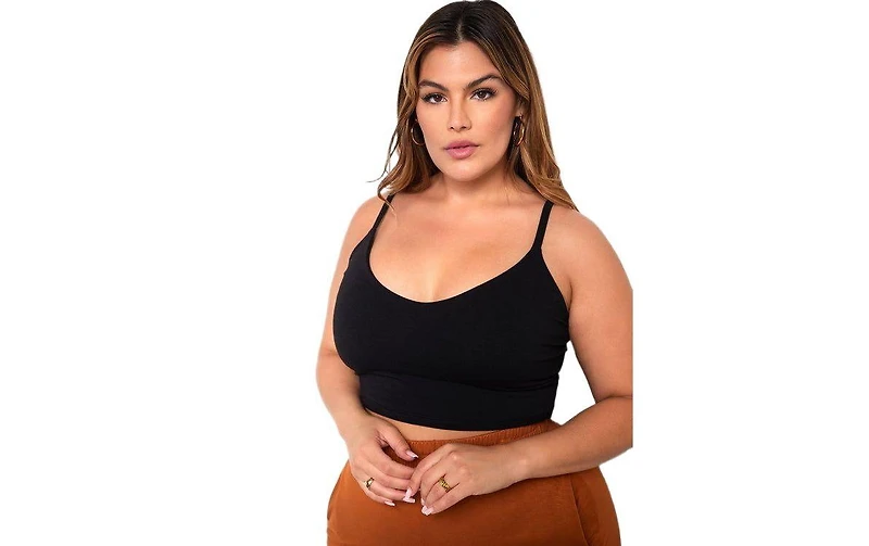 Rebdolls Plus Neck Strappy Crop Top - Black