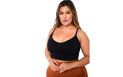 Rebdolls Plus Neck Strappy Crop Top - Black