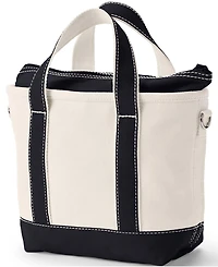 Lands' End Small Natural 3 Pocket Zip Top Canvas Tote Bag
