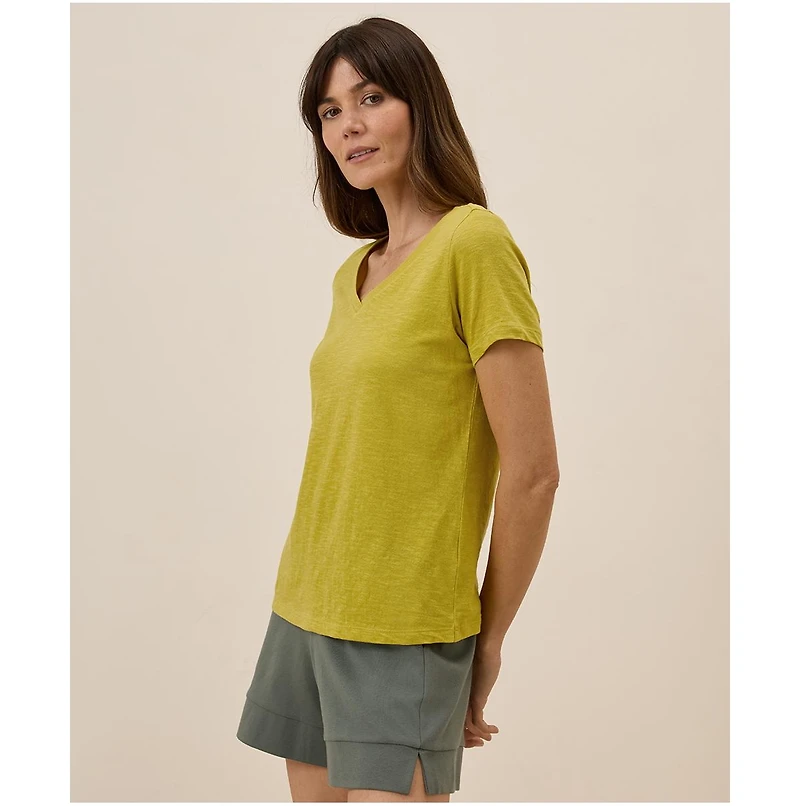 Pact Women's Organic Cotton Featherweight Slub V-Neck Tee