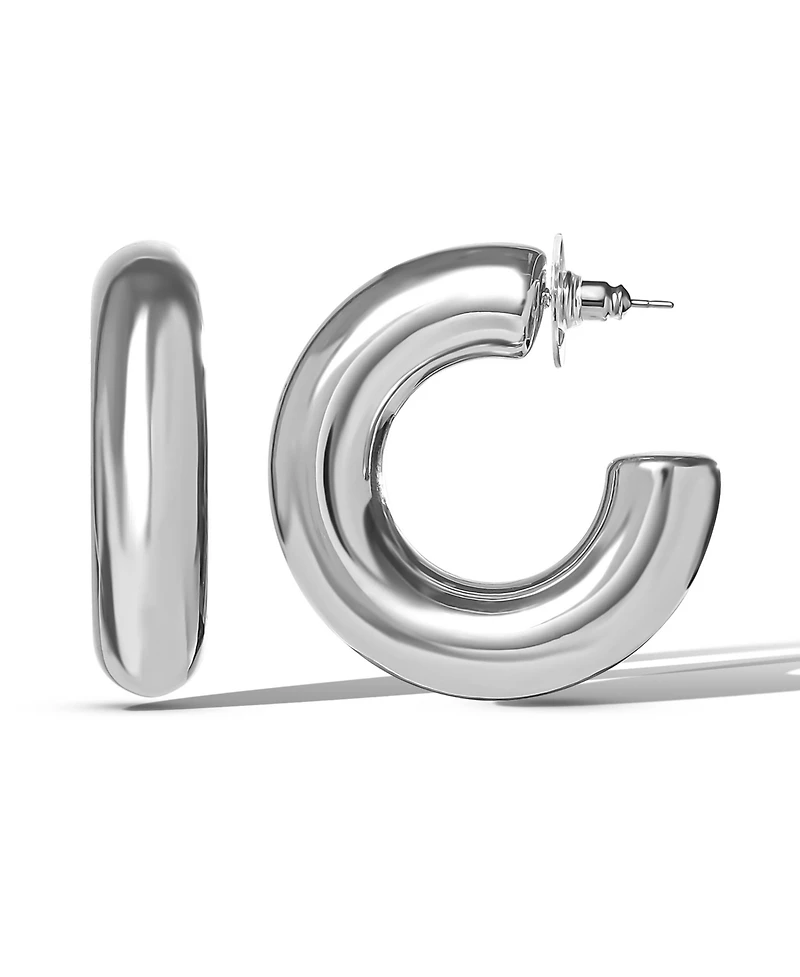 Jessica Simpson Mini Chunky Silver Hoop Earrings