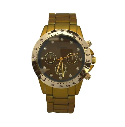 Olive Solid Color Metal Three Dial Women Watch