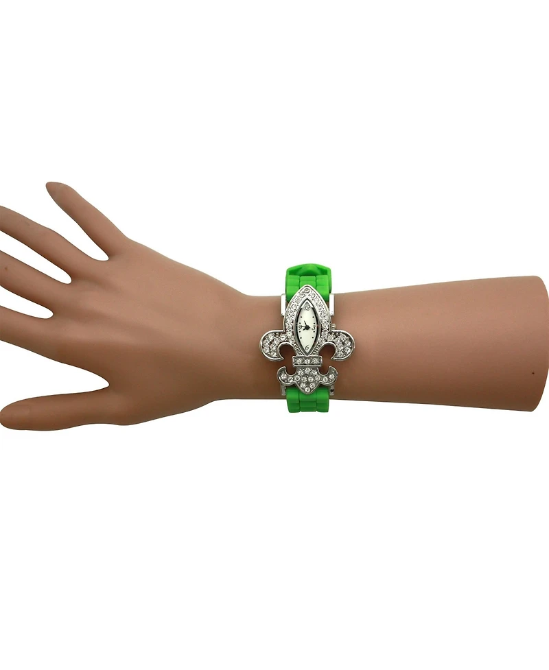 Olivia Pratt Lime Green Rhinestones Silicone Women Watch