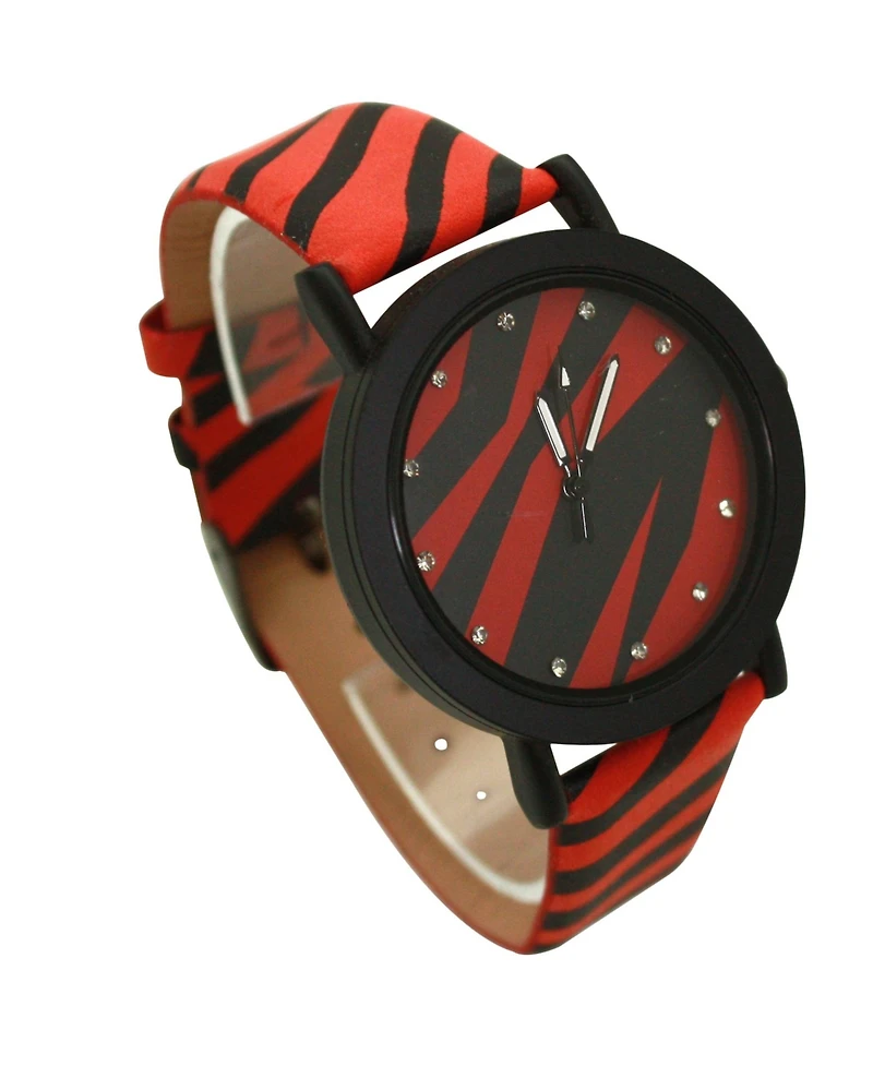 Olivia Pratt Red Zebra Colorful Strap Women Watch