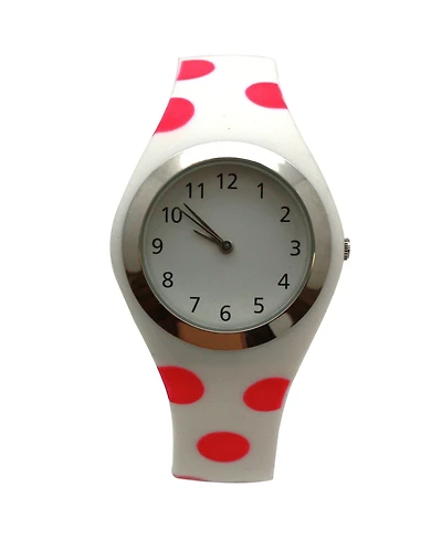 Olivia Pratt White Polka Dots Silicone Band Women Watch