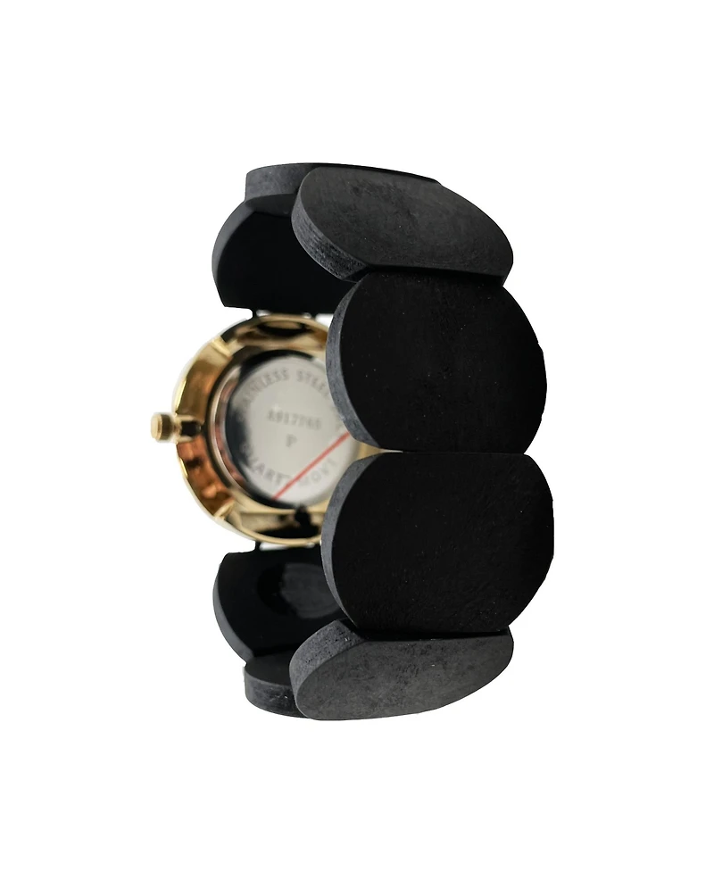 Olivia Pratt Black Stretch Wooden Watch
