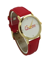 Hot Pink Queen Face Leather Strap Watch