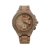 Rosegold Classy 3-Dial and Rhinestone Bezel Metal Watch