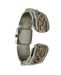Olivia Pratt Two Tone Elegant Squared Face Cuff Women Watch, Two Tone