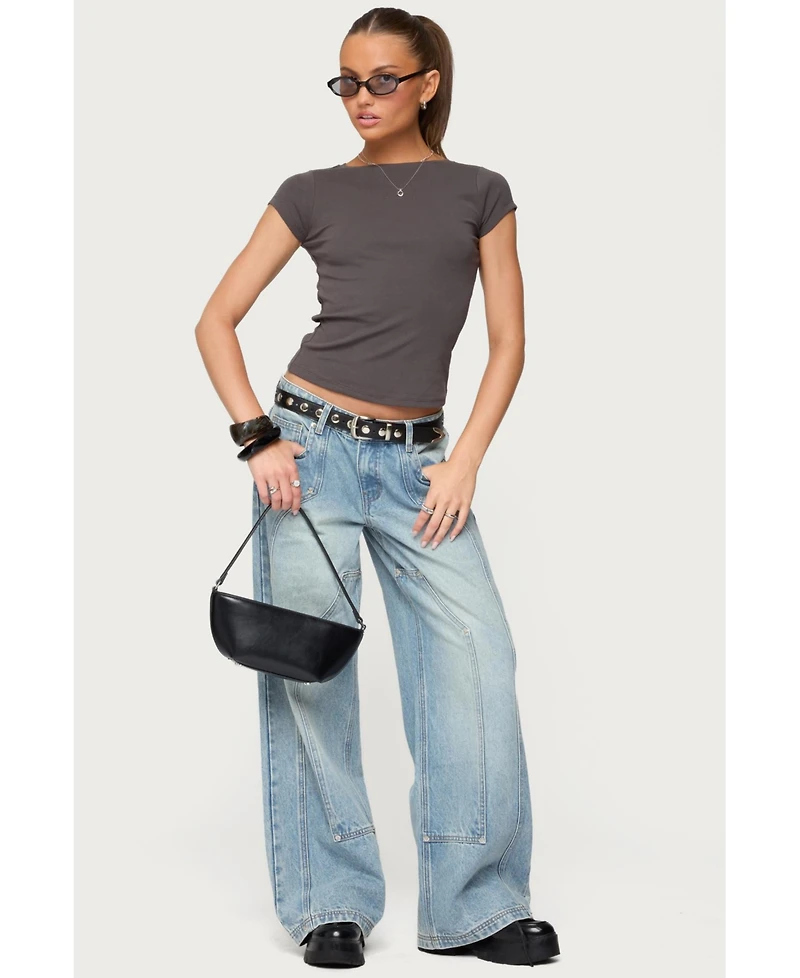 Edikted Women's Dema Western Low Rise Jeans
