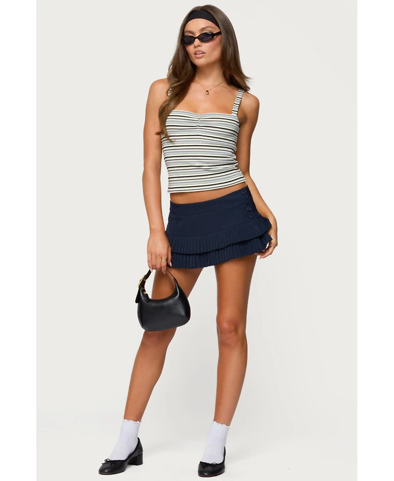 Edikted Women's Adelia Striped Ruched Tank Top