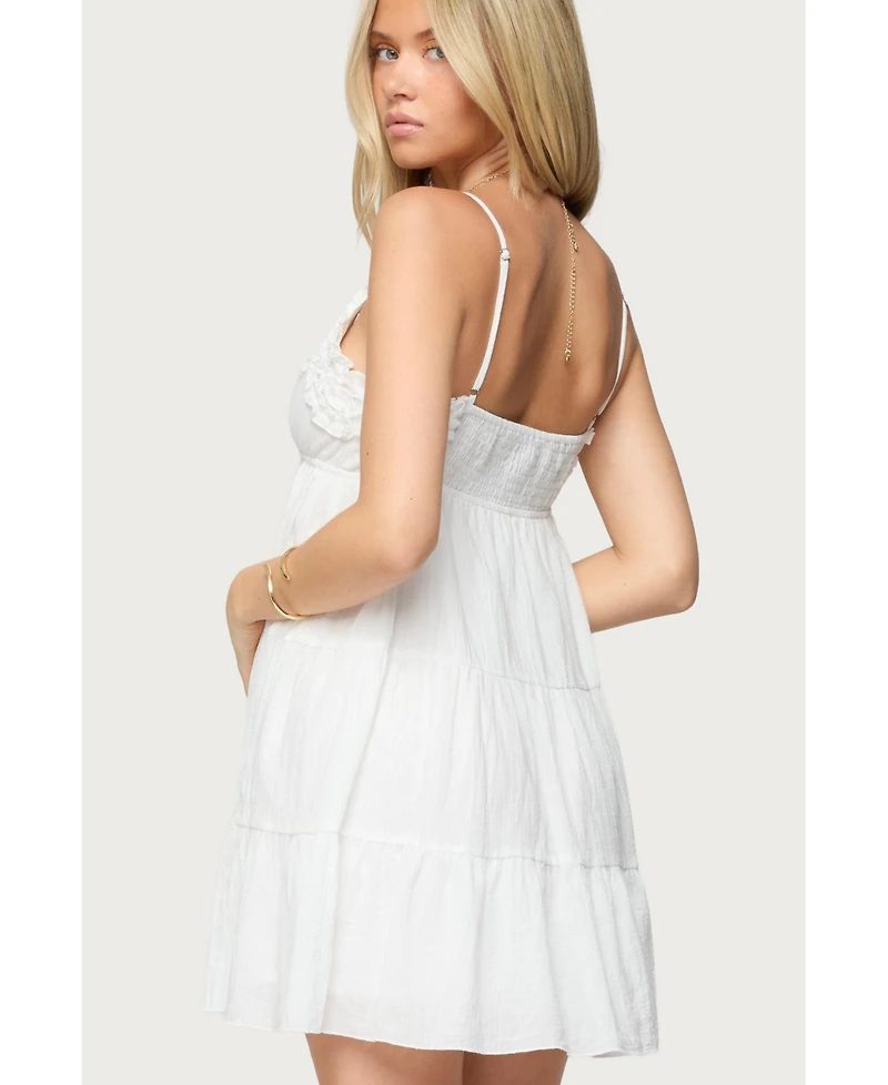 Edikted Womens Bianca Ruffle Tiered Babydoll Dress