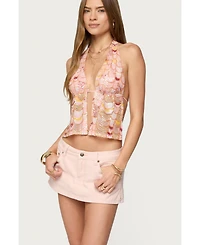 Edikted Women's Mermaid Backless Sequin Split Front Top