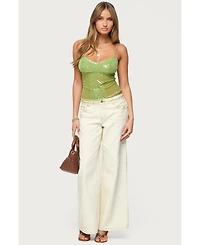 Edikted Women's Azelia Beaded Sheer Chiffon Top